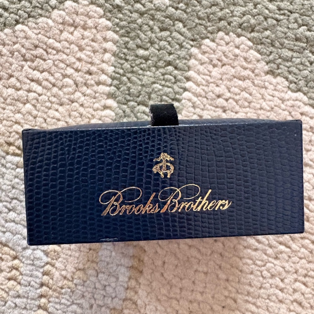 Brooks Brothers Navy Cufflink Box with Gold Logo